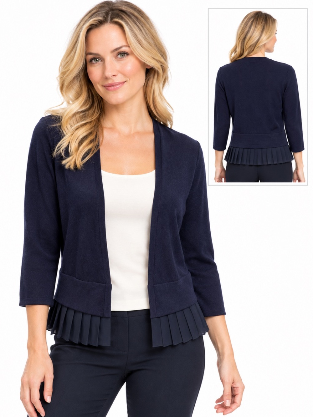 Tommy Hilfiger Blue Cardigan Peplum Open